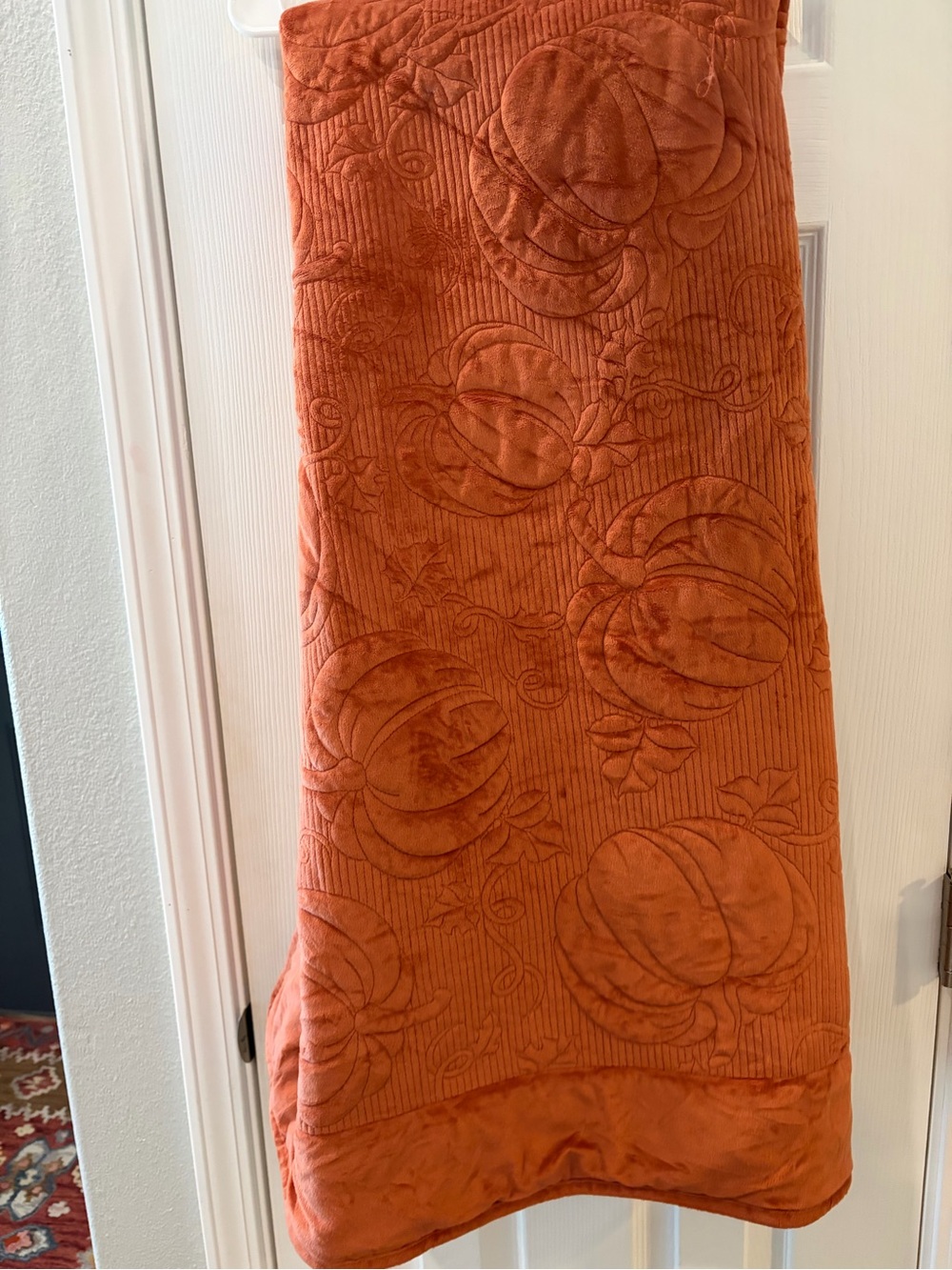 Martha Stewart Quilted Pumpkin-Embossed Throw in Rust Orange